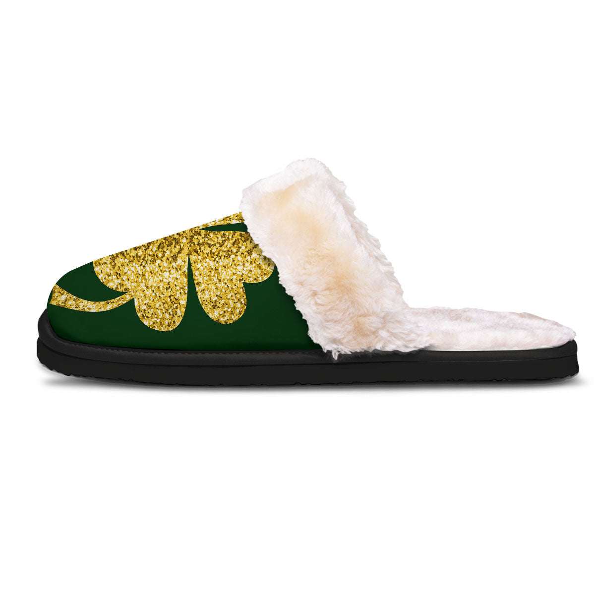 St. Patrick's Day Gold Clover Print Slippers-grizzshop