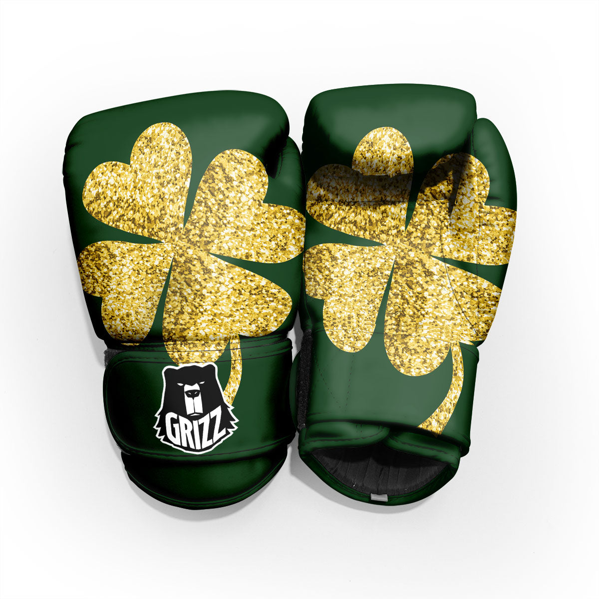 St. Patrick's Day Gold Clover Print Pro Boxing Glove
