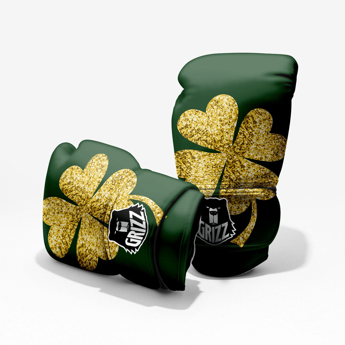 St. Patrick's Day Gold Clover Print Pro Boxing Glove