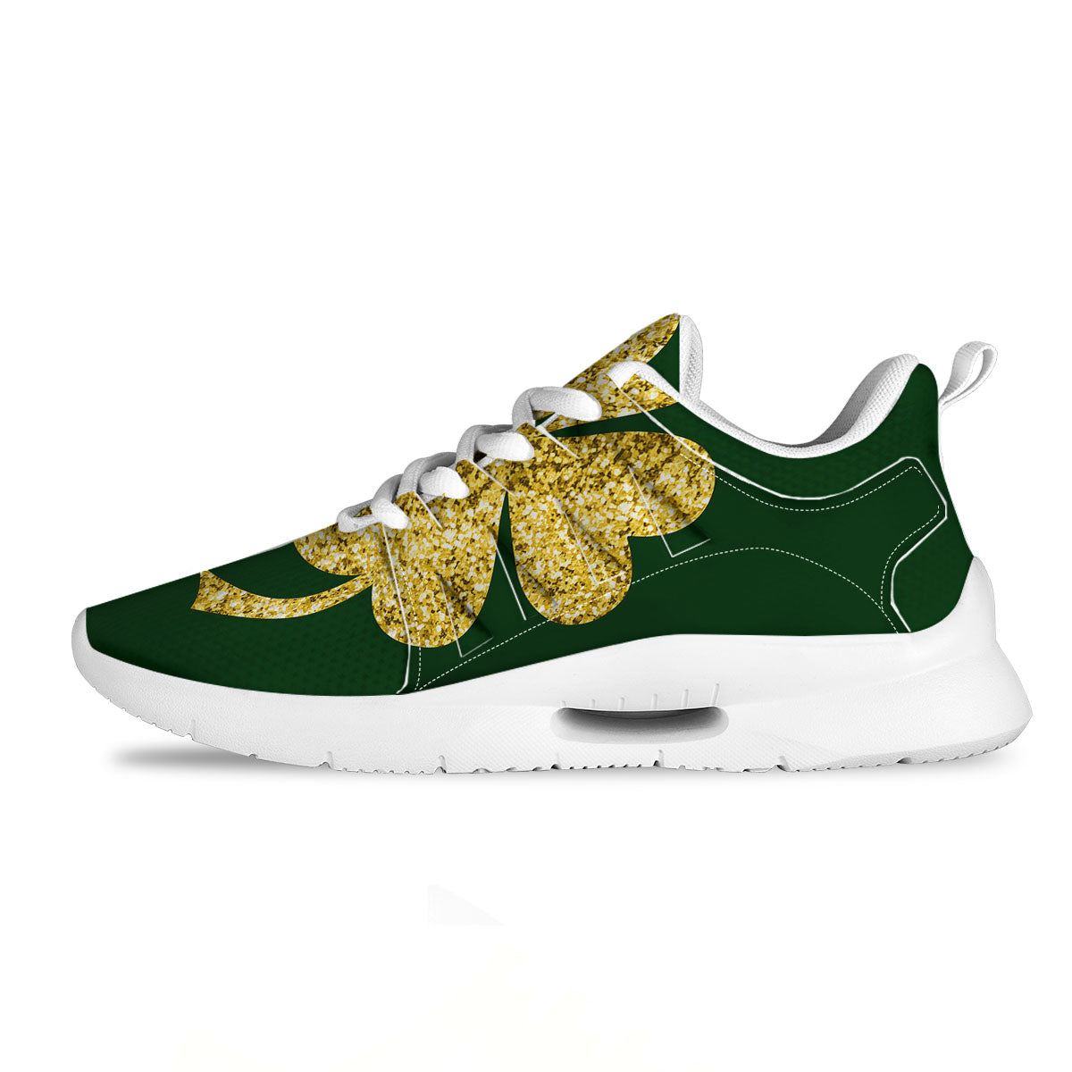 St. Patrick's Day Gold Clover Print Tennis Shoes-grizzshop