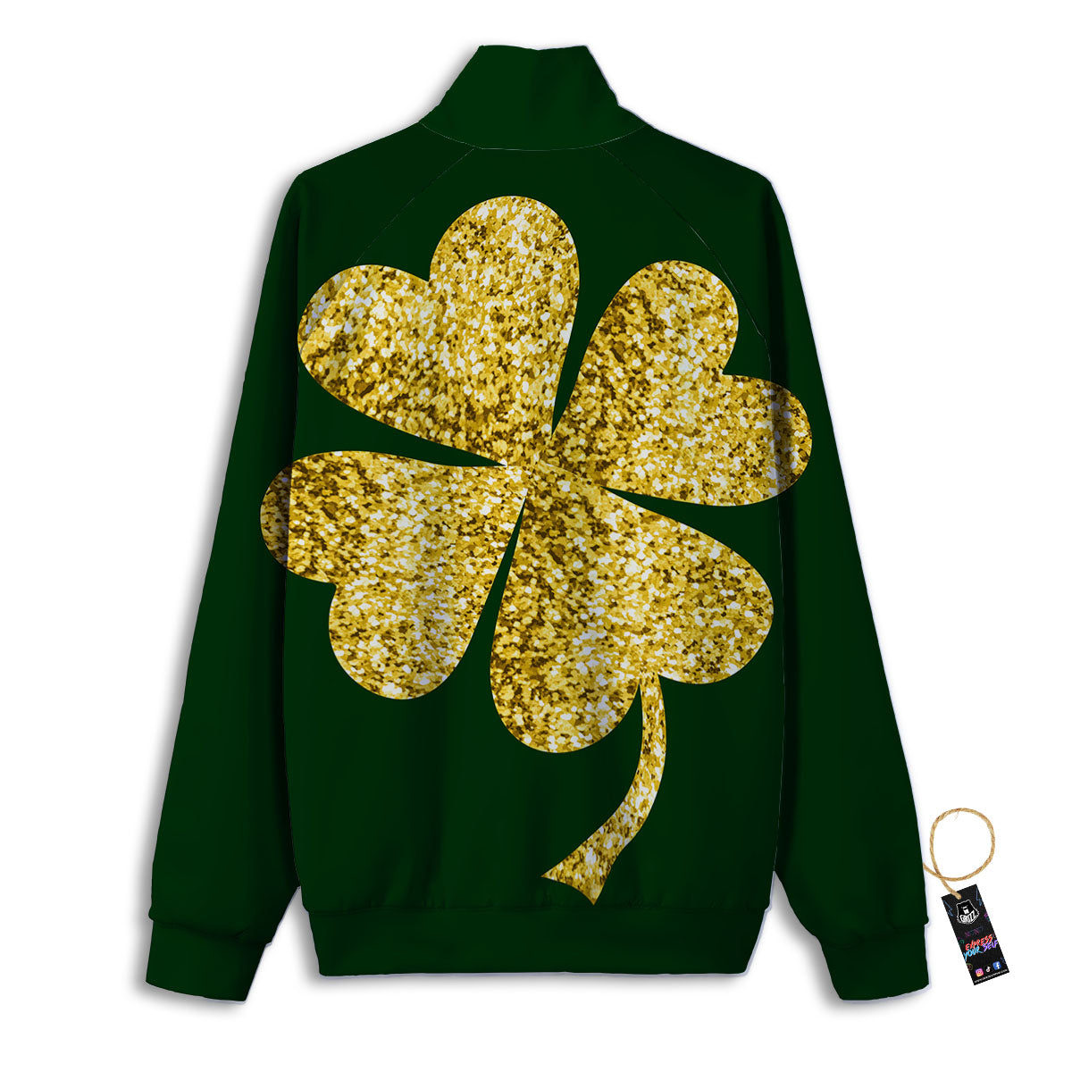 St. Patrick's Day Gold Clover Print Track Jacket-grizzshop