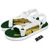 St. Patrick's Day Gold Clover Print White Open Toe Sandals-grizzshop