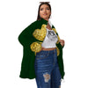 St. Patrick's Day Gold Clover Print Women's Sherpa Jacket-grizzshop