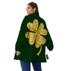 St. Patrick's Day Gold Clover Print Women's Sherpa Jacket-grizzshop