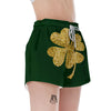 St. Patrick's Day Gold Clover Print Women's Shorts-grizzshop