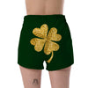 St. Patrick's Day Gold Clover Print Women's Shorts-grizzshop