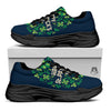 St. Patrick's Day Green Clover Print Black Chunky Shoes-grizzshop