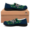 St. Patrick's Day Green Clover Print Black Loafers-grizzshop