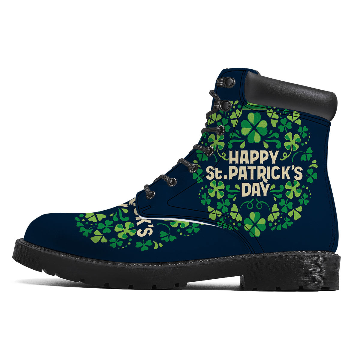 St. Patrick's Day Green Clover Print Boots-grizzshop