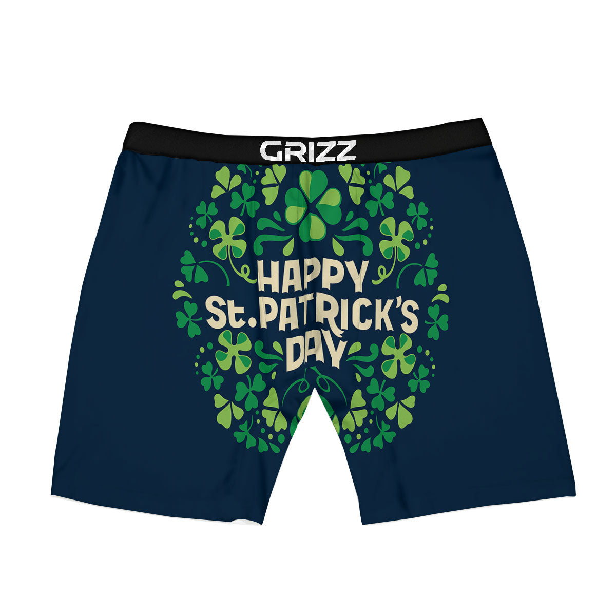 St. Patrick's Day Green Clover Print Boxer Briefs-grizzshop