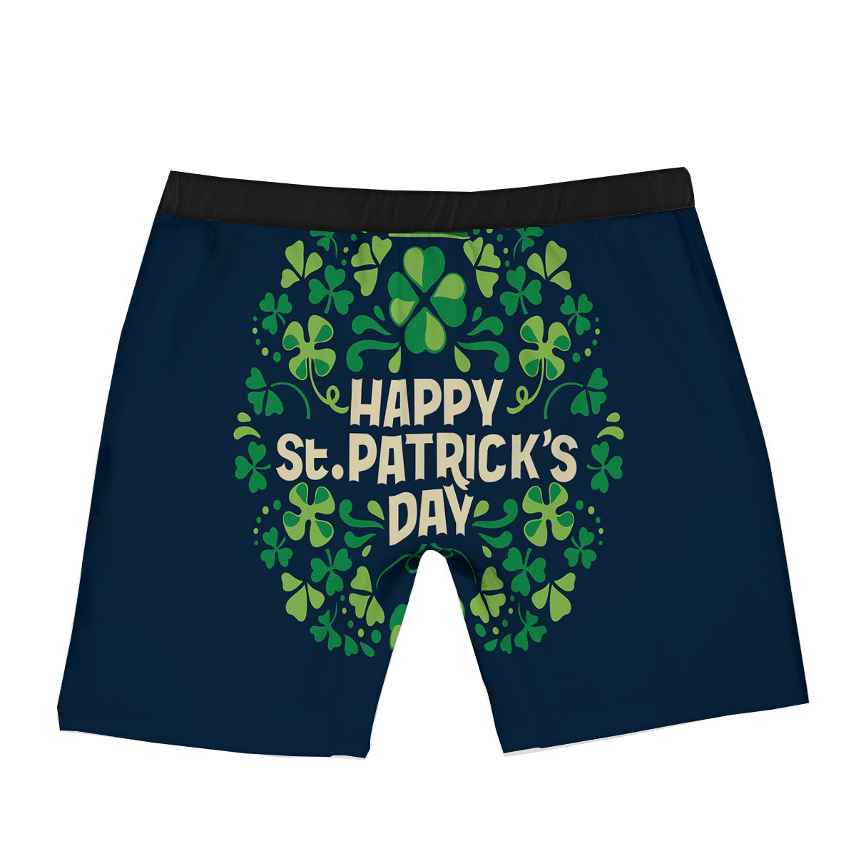 St. Patrick's Day Green Clover Print Boxer Briefs-grizzshop