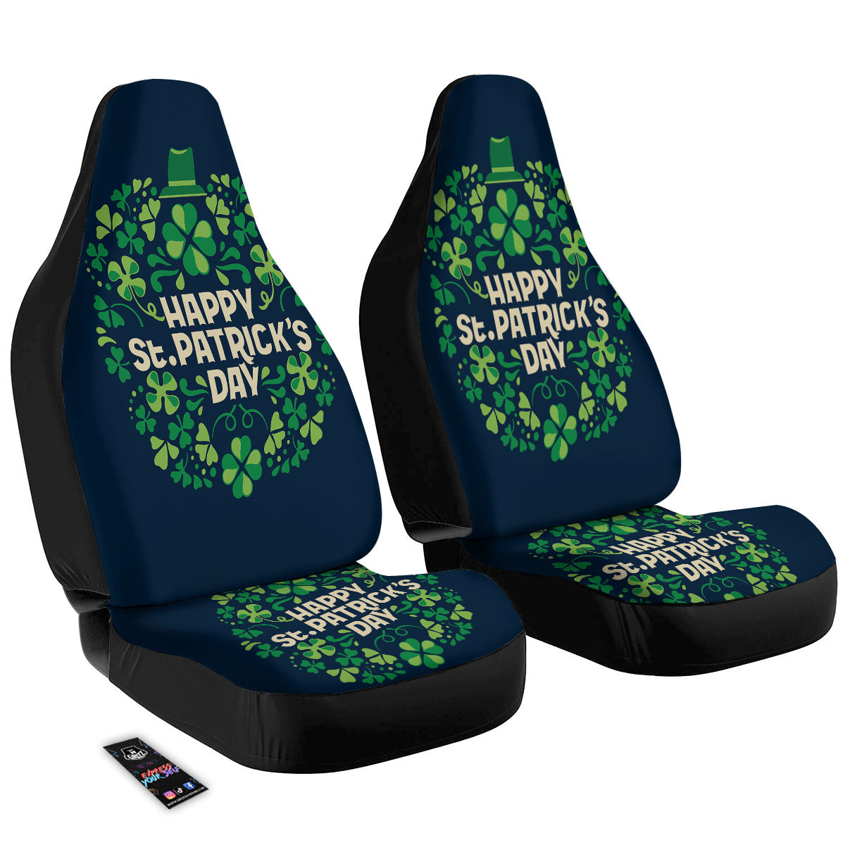 St. Patrick's Day Green Clover Print Car Seat Covers-grizzshop