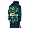 St. Patrick's Day Green Clover Print Long Down Jacket-grizzshop