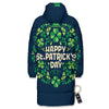 St. Patrick's Day Green Clover Print Long Down Jacket-grizzshop