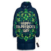 St. Patrick's Day Green Clover Print Long Down Jacket-grizzshop