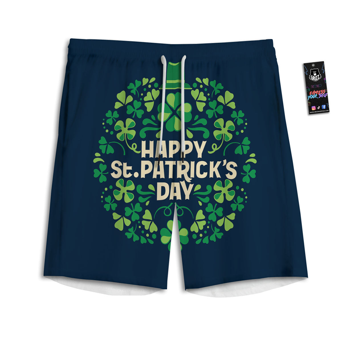 Striped Merry Christmas Print Pattern Men's Athletic Shorts
