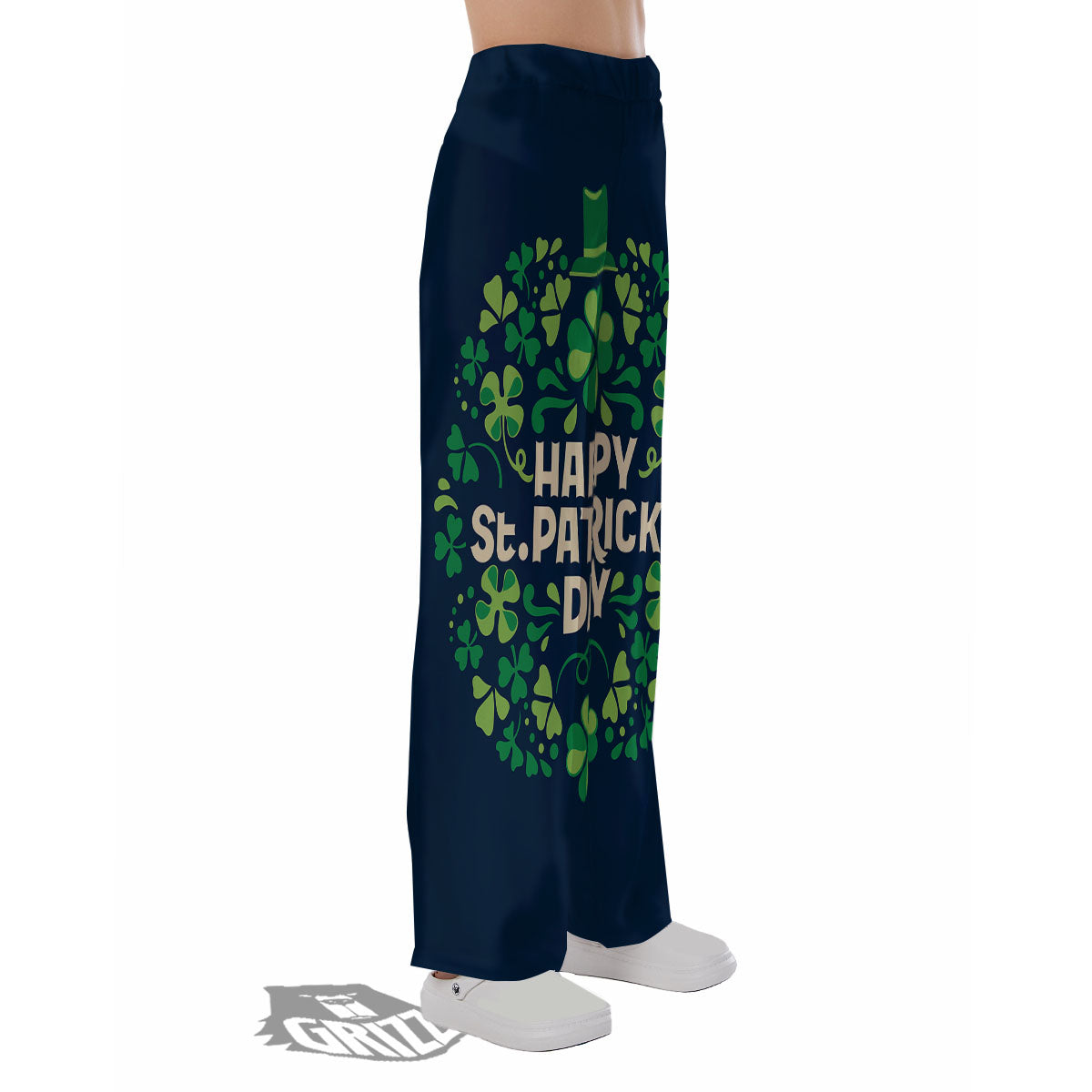 St. Patrick's Day Green Clover Print Pajama Pants-grizzshop