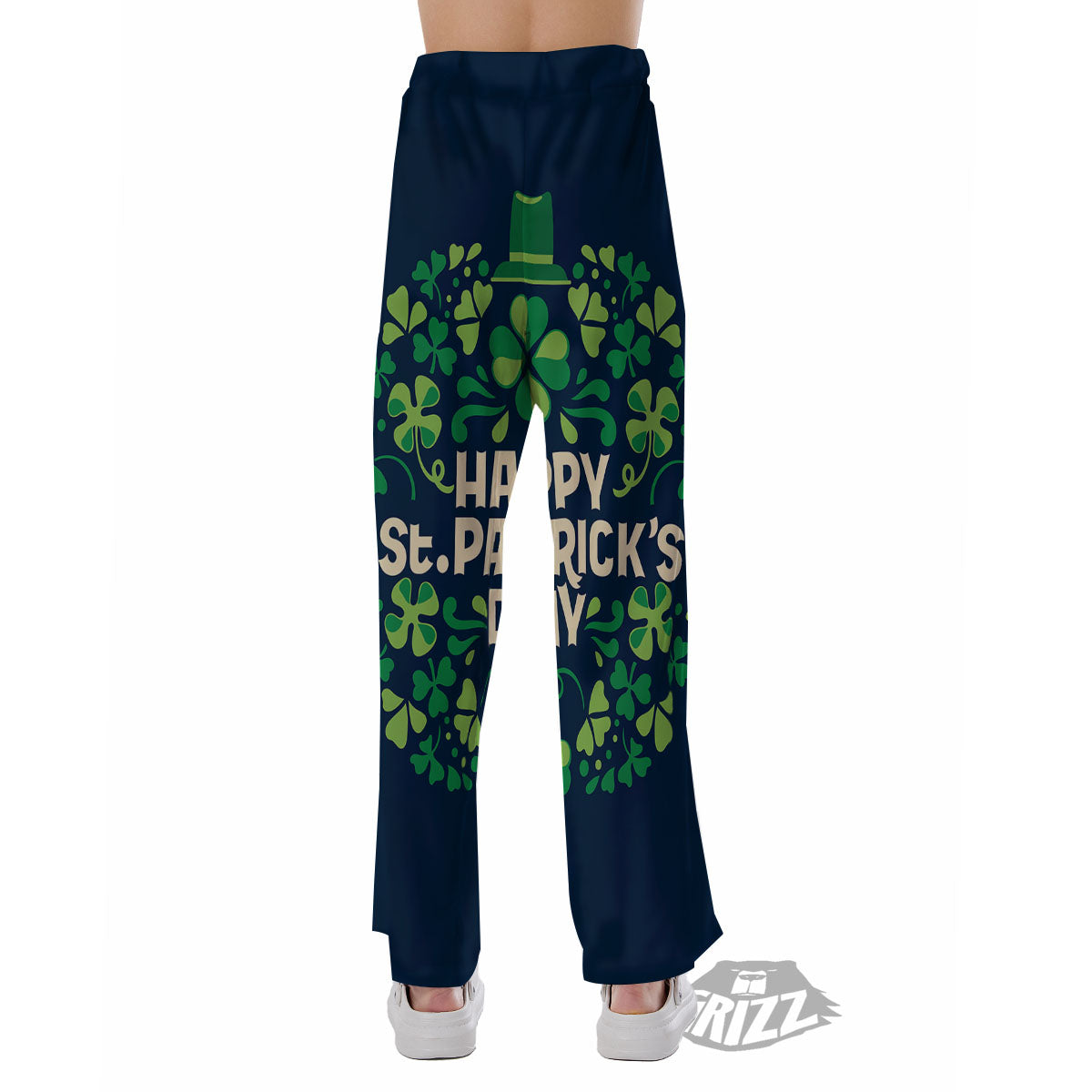 St. Patrick's Day Green Clover Print Pajama Pants-grizzshop