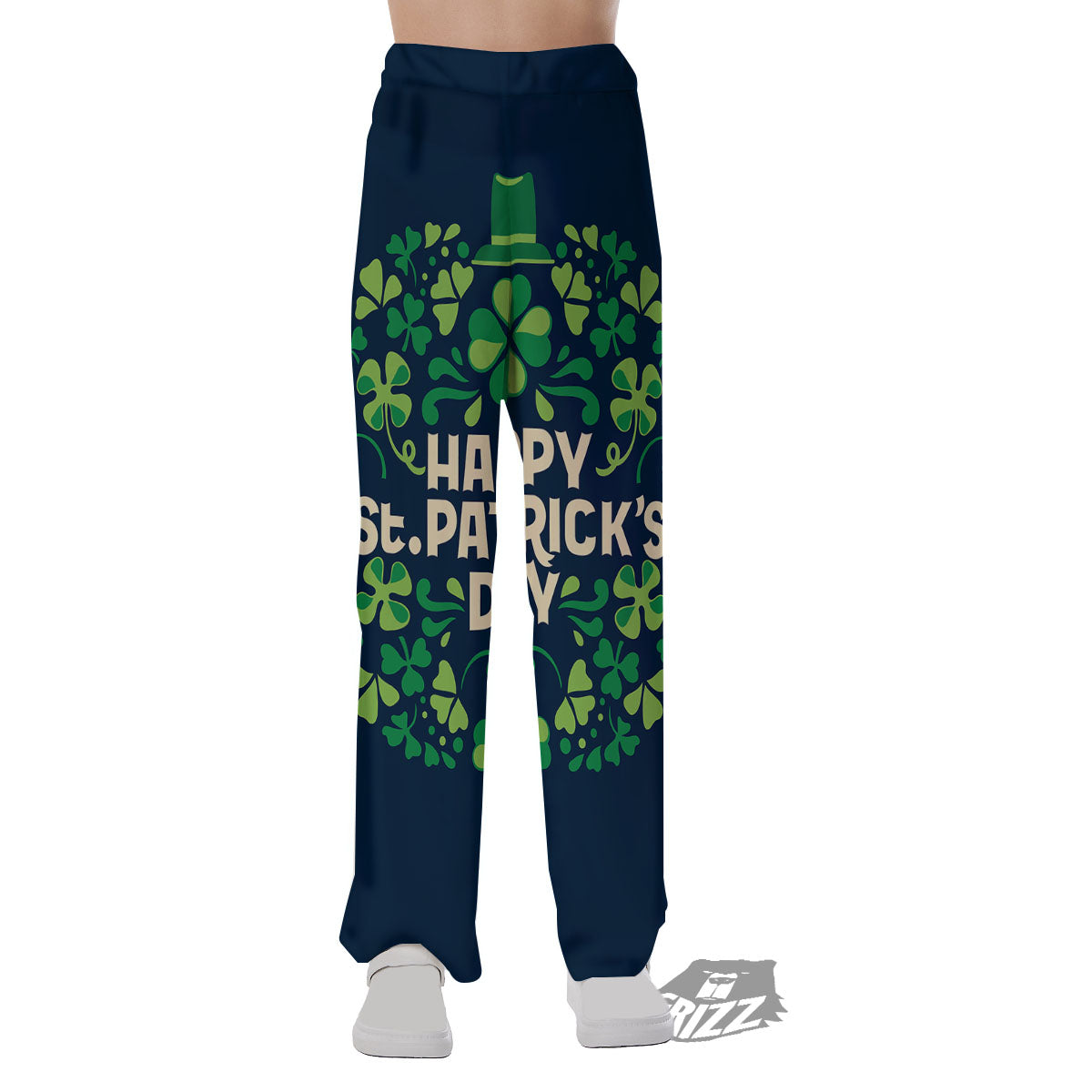 St. Patrick's Day Green Clover Print Pajama Pants-grizzshop