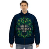 St. Patrick's Day Green Clover Print Puffer Jacket-grizzshop