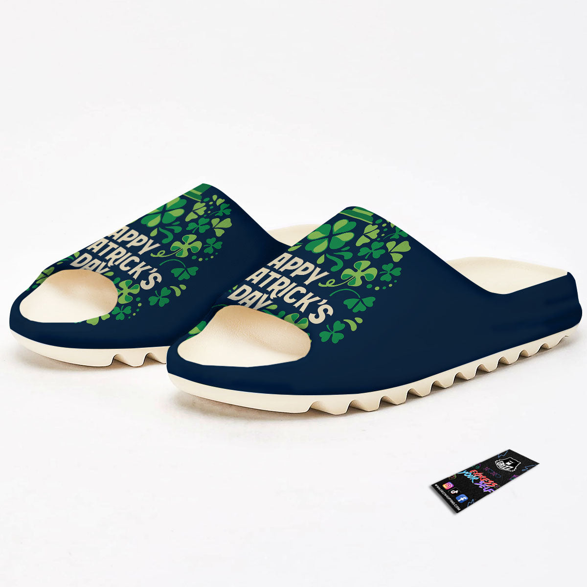 St. Patrick's Day Green Clover Print Sandals-grizzshop