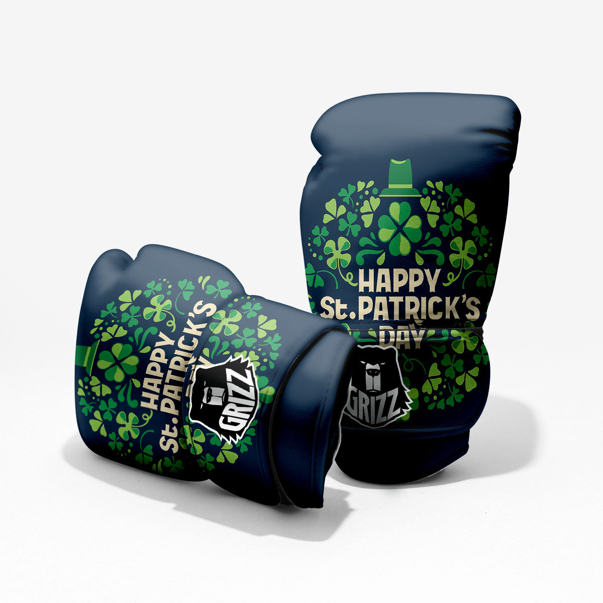 St. Patrick's Day Green Clover Print Pro Boxing Glove