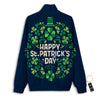 St. Patrick's Day Green Clover Print Track Jacket-grizzshop