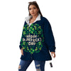 St. Patrick's Day Green Clover Print Women's Sherpa Jacket-grizzshop