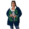 St. Patrick's Day Green Clover Print Women's Sherpa Jacket-grizzshop