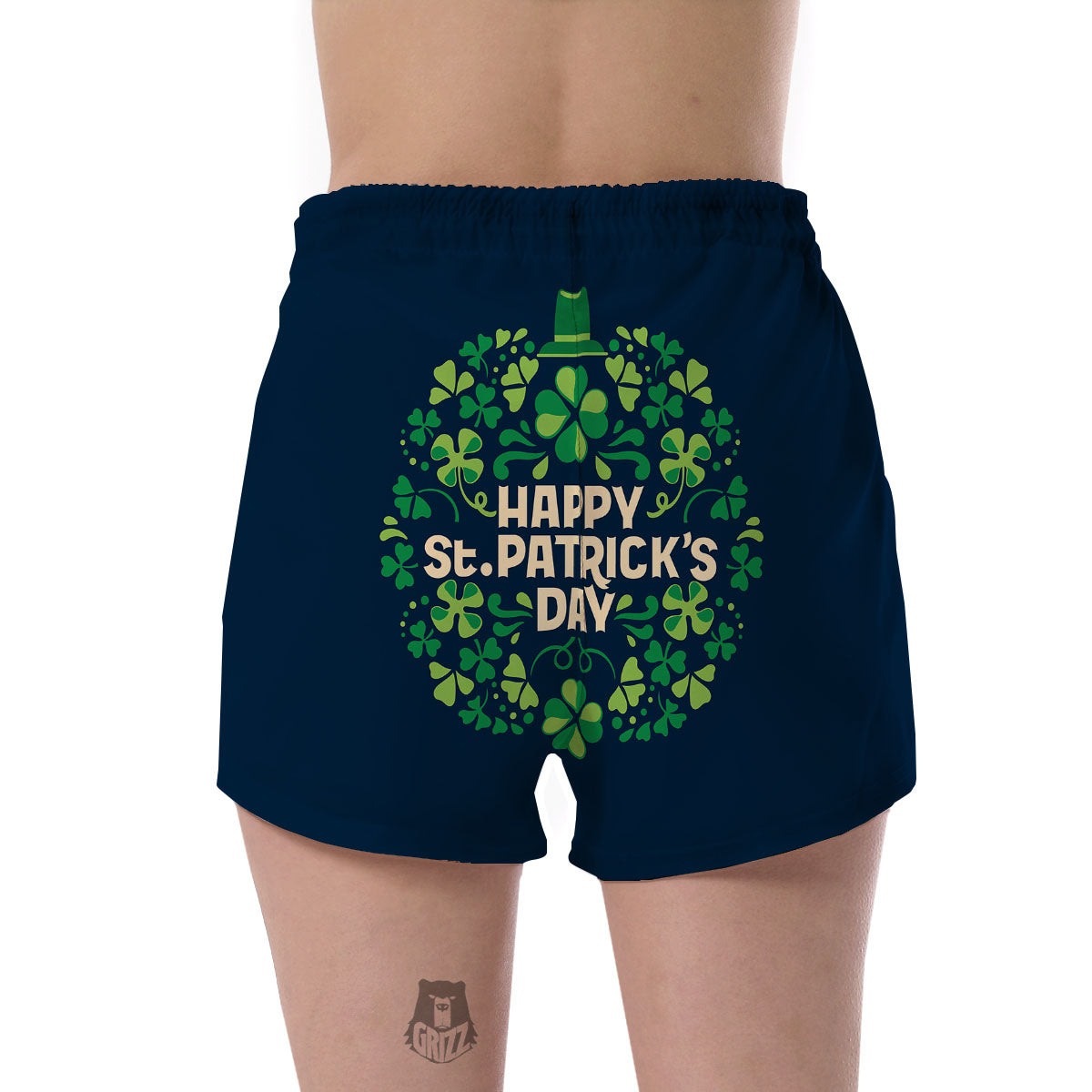 St. Patrick's Day Green Clover Print Women's Shorts-grizzshop