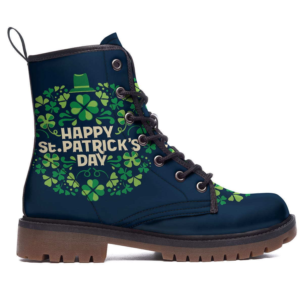 St. Patrick's Day Green Clover Print Work Boots-grizzshop