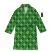 St. Patrick's Day Green Plaid Print Bathrobe-grizzshop