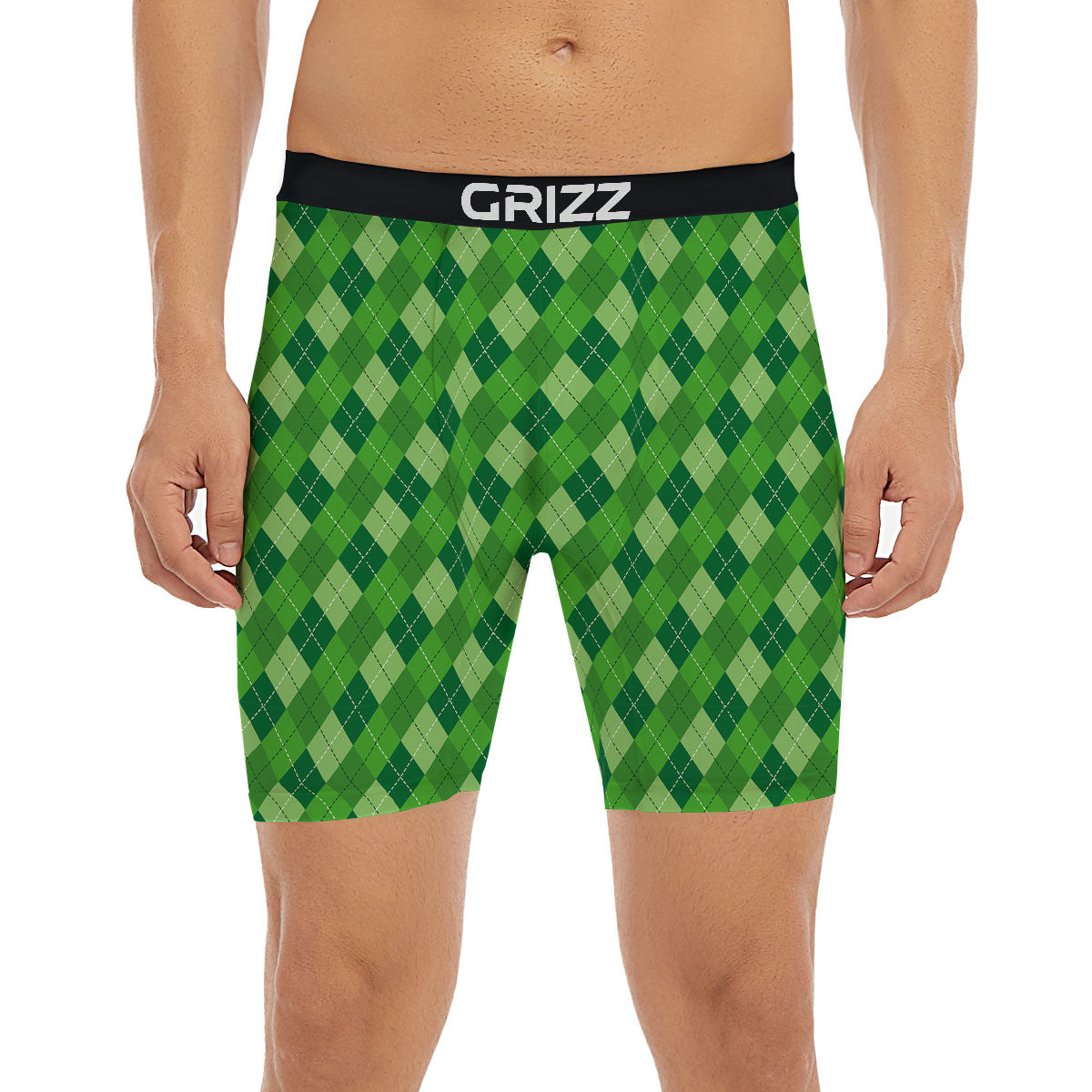 St. Patrick's Day Green Plaid Print Boxer Briefs-grizzshop