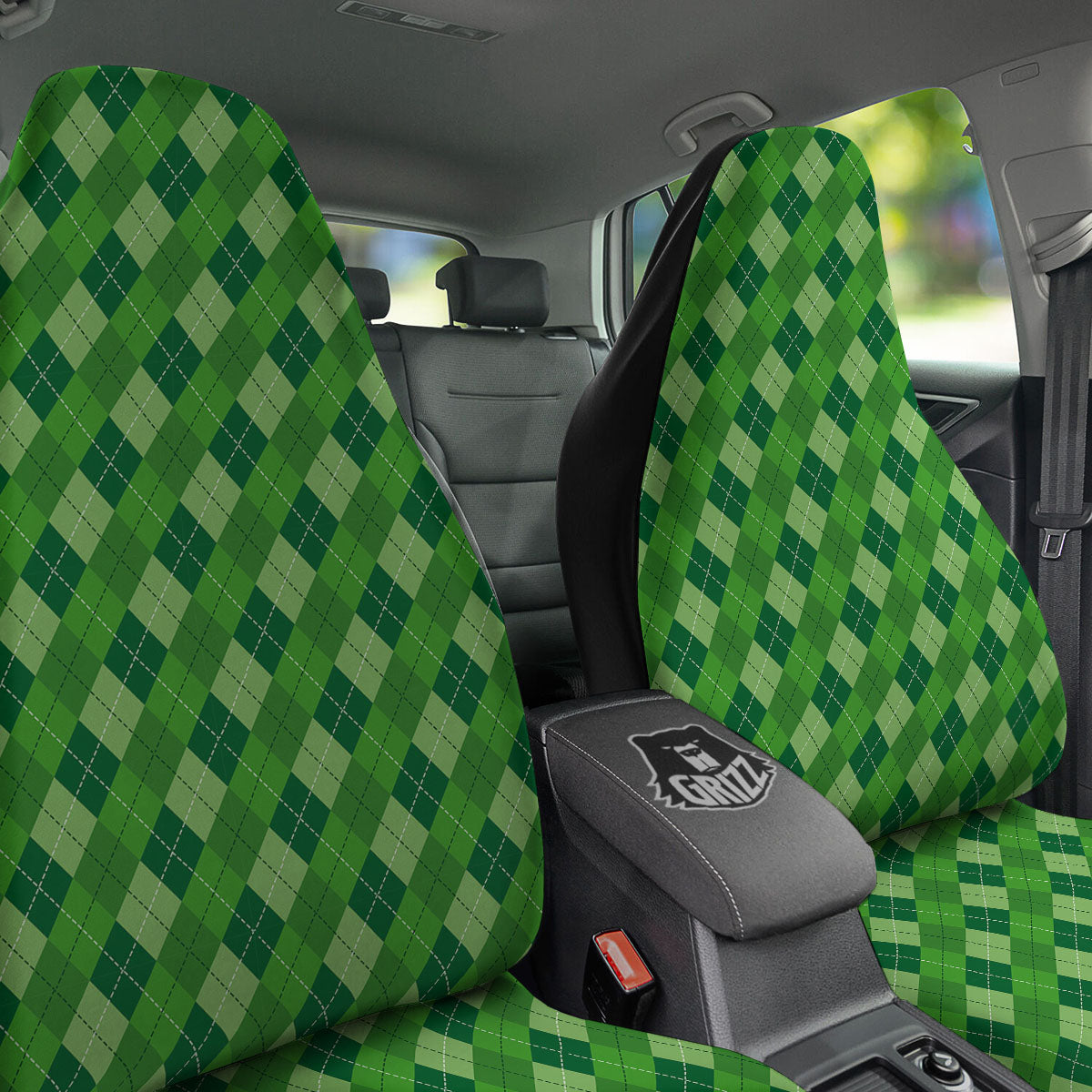 St. Patrick's Day Green Plaid Print Car Seat Covers-grizzshop