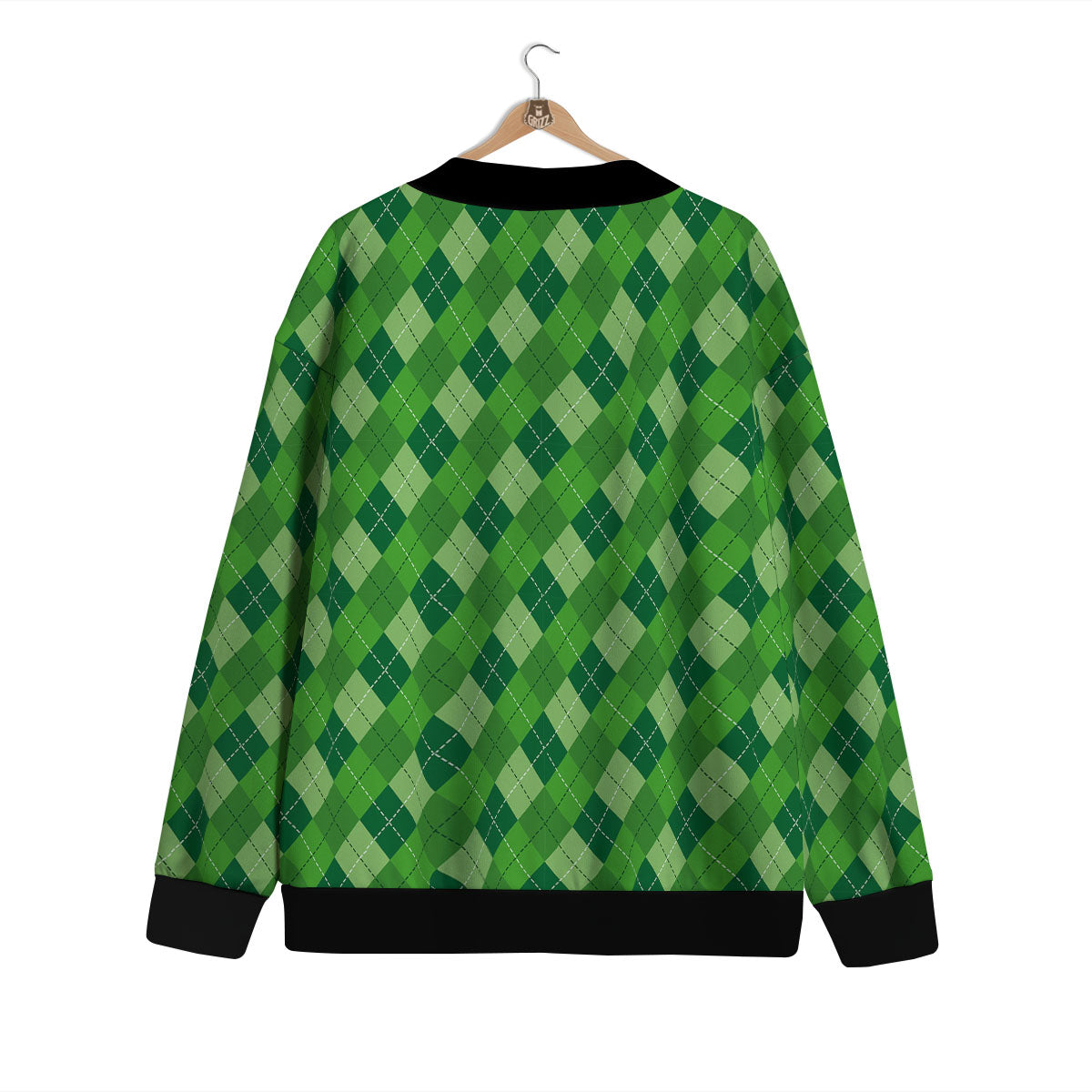 St. Patrick's Day Green Plaid Print Cardigan-grizzshop