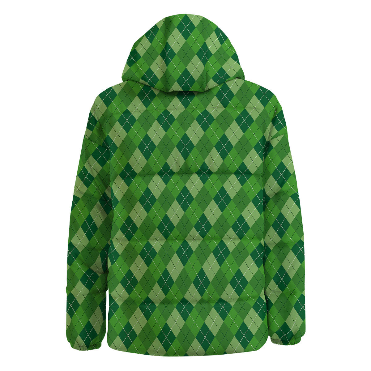 St. Patrick's Day Green Plaid Print Down Jacket-grizzshop