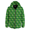 St. Patrick's Day Green Plaid Print Down Jacket-grizzshop