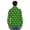 St. Patrick's Day Green Plaid Print Men's Dress Shirts-grizzshop