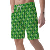 St. Patrick's Day Green Plaid Print Men's Shorts-grizzshop