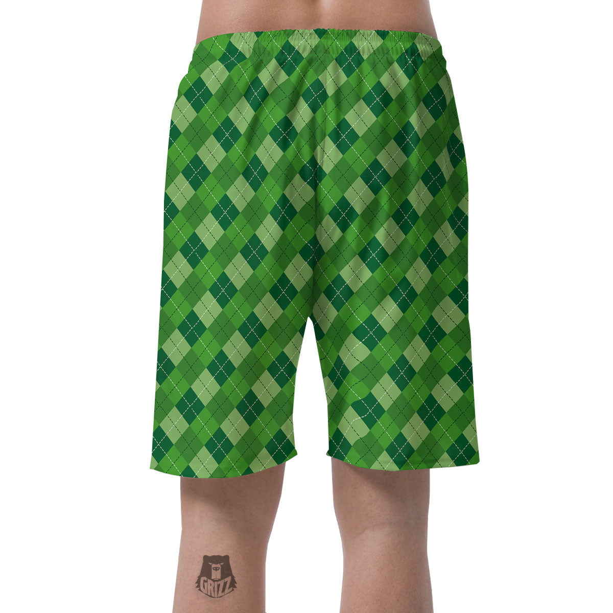 St. Patrick's Day Green Plaid Print Men's Shorts-grizzshop