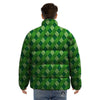 St. Patrick's Day Green Plaid Print Puffer Jacket-grizzshop