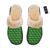 St. Patrick's Day Green Plaid Print Slippers-grizzshop