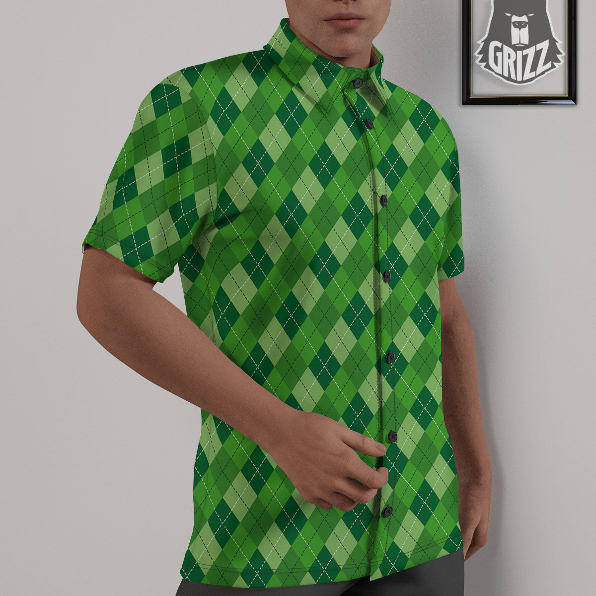 St. Patrick's Day Green Plaid Print Untucked Shirts-grizzshop