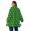 St. Patrick's Day Green Plaid Print Women's Sherpa Jacket-grizzshop