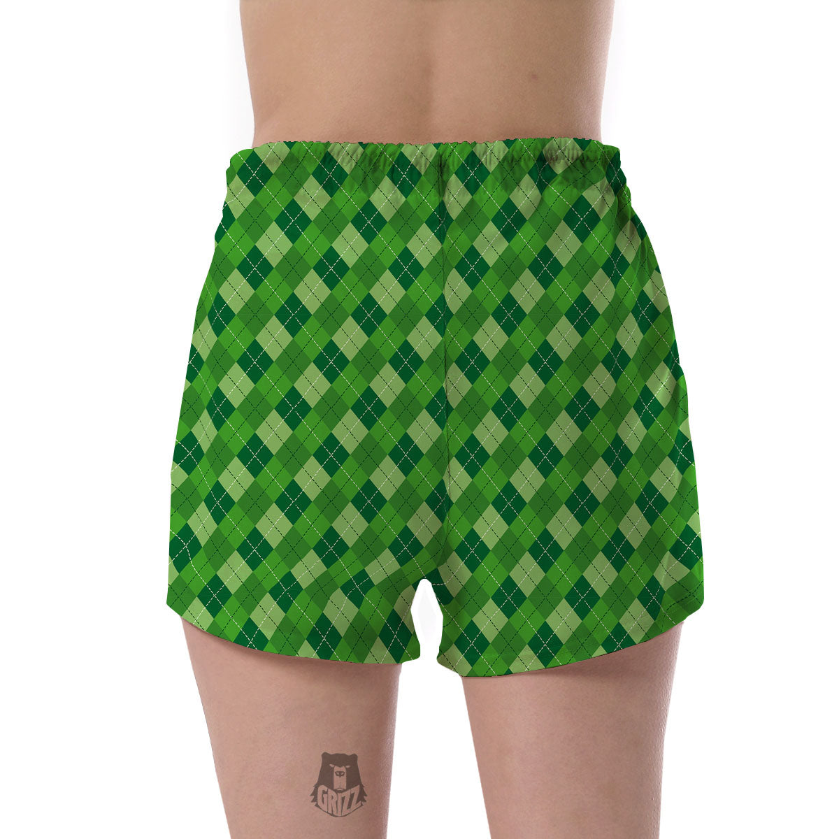 St. Patrick's Day Green Plaid Print Women's Shorts-grizzshop