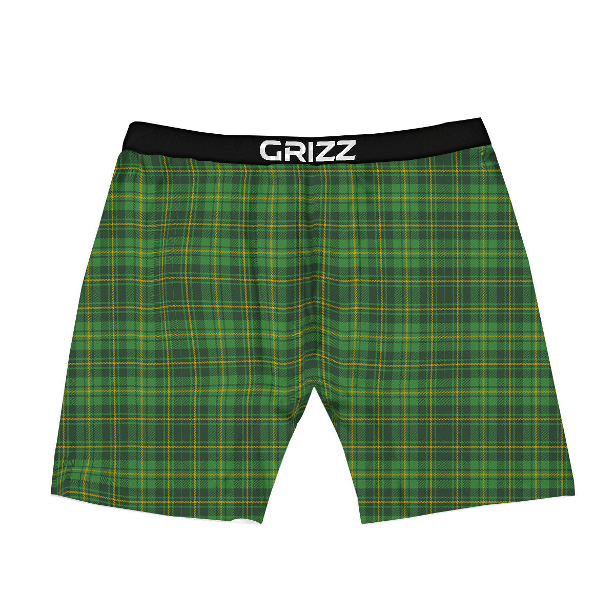 St. Patrick's Day Green Tartan Print Boxer Briefs-grizzshop