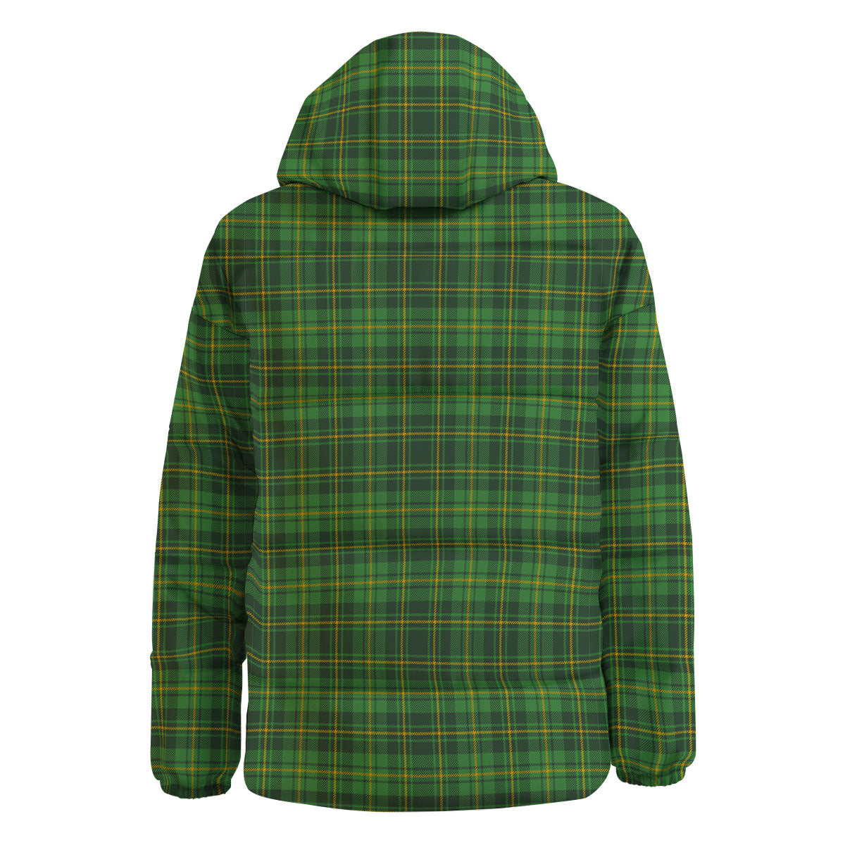 St. Patrick's Day Green Tartan Print Down Jacket-grizzshop