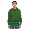 St. Patrick's Day Green Tartan Print Men's Dress Shirts-grizzshop