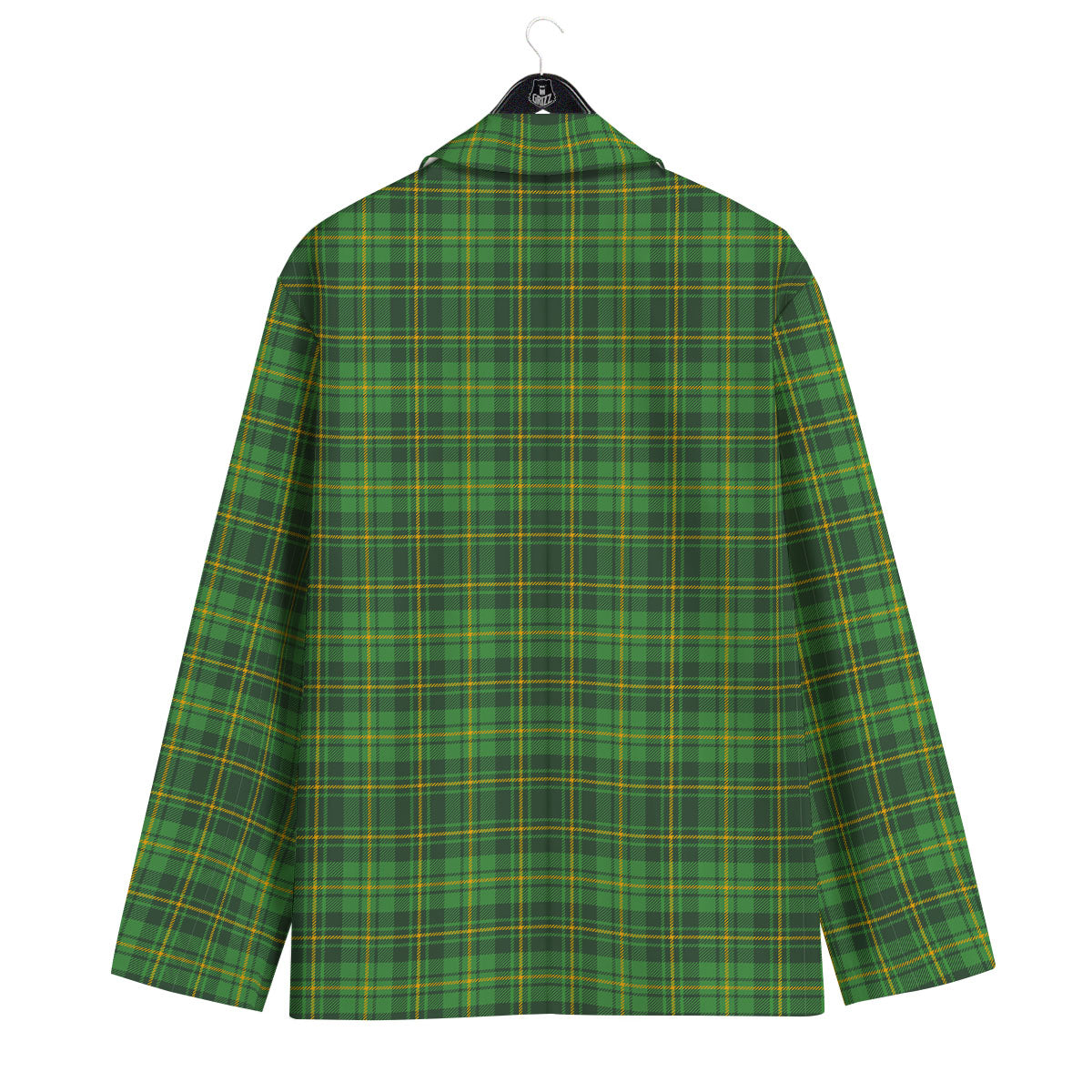 St. Patrick's Day Green Tartan Print Men's Sport Coat-grizzshop