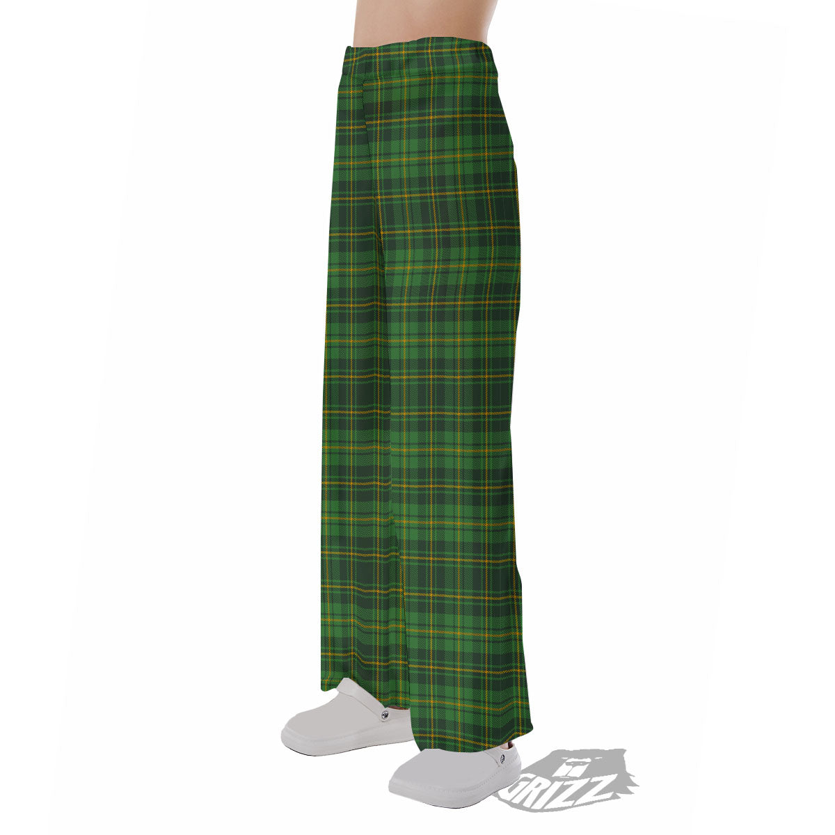 St. Patrick's Day Green Tartan Print Pajama Pants-grizzshop